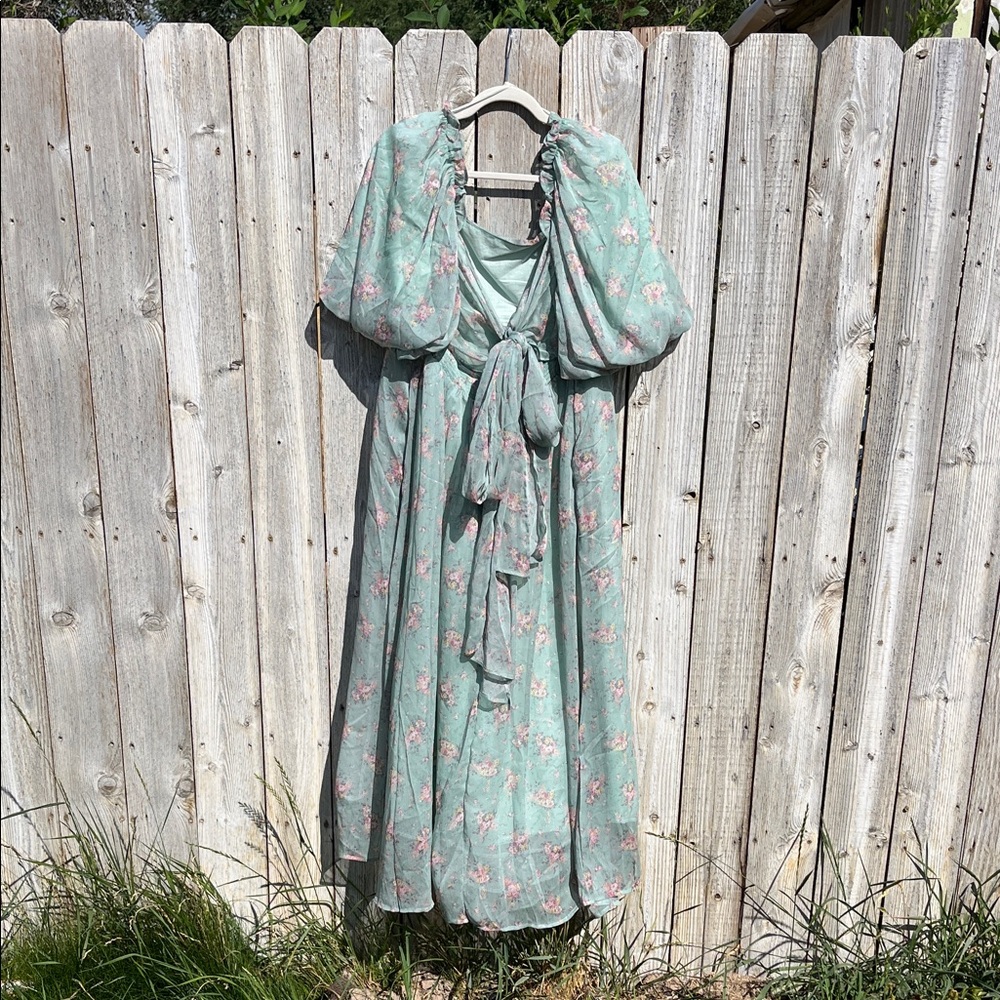 Worth Collective Puff Sleeve Tie Back Dress - Bump Friendly! - Picture 5 of 5